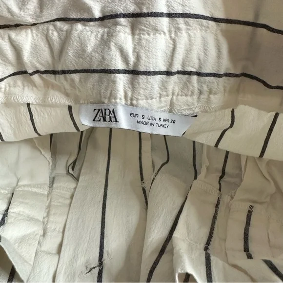 Zara Striped Cropped Wide Leg Paper Bag Pants - Picture 5 of 5